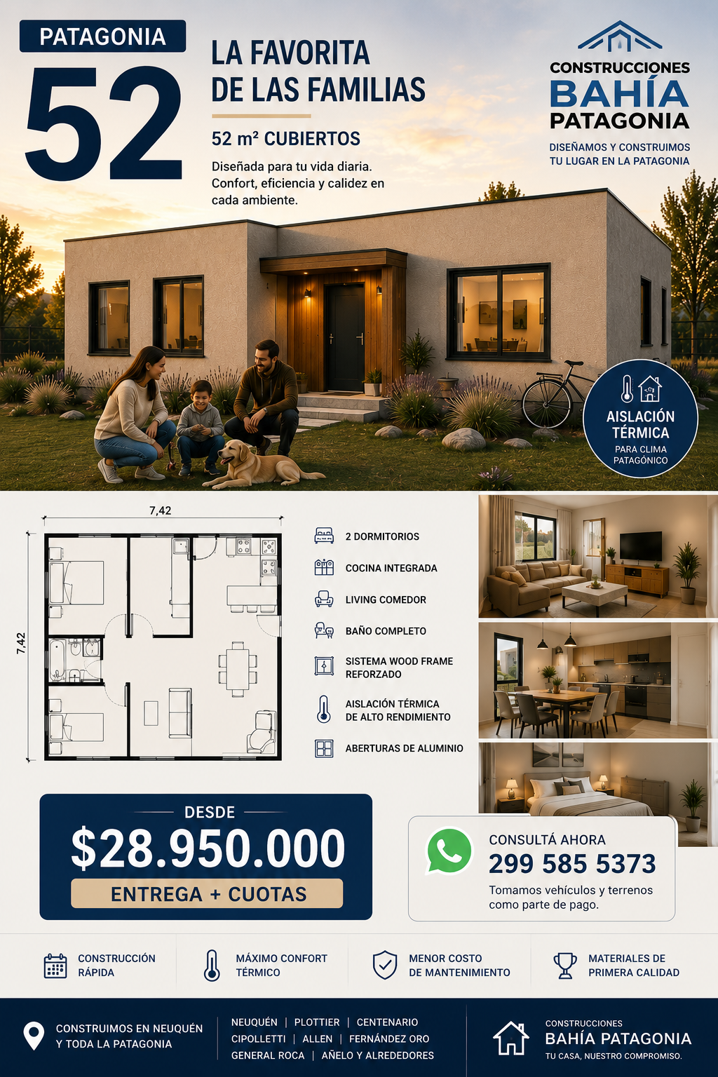Patagonia 52 — vivienda modular de 52 m²