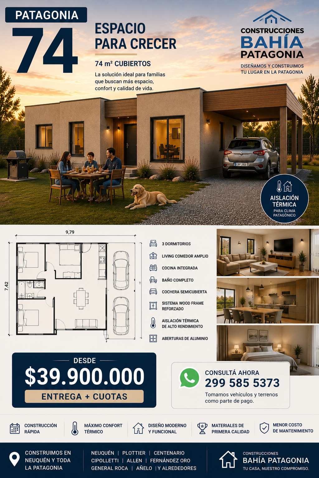 Patagonia 74 — vivienda modular de 74 m²